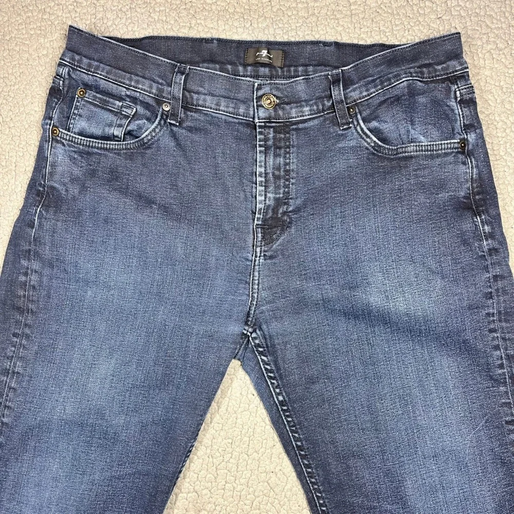 7 For All Mankind Mens Dark Wash Straight Leg Stretch Denim Jeans Size 38x27